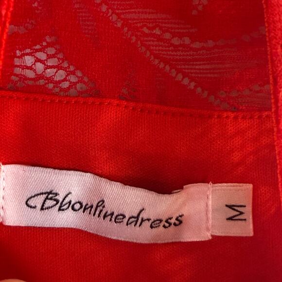 Red Lace Halter Midi Dress BBonfinedress Ruched Tulip Hem Cocktail Womens M NWOT - Picture 8 of 8